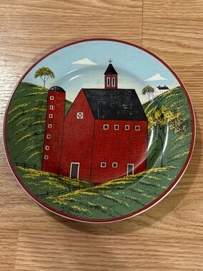 Warren Kimble Brandon House Country Life Sakura 8" Plate 1998 Red Barn Folk Art